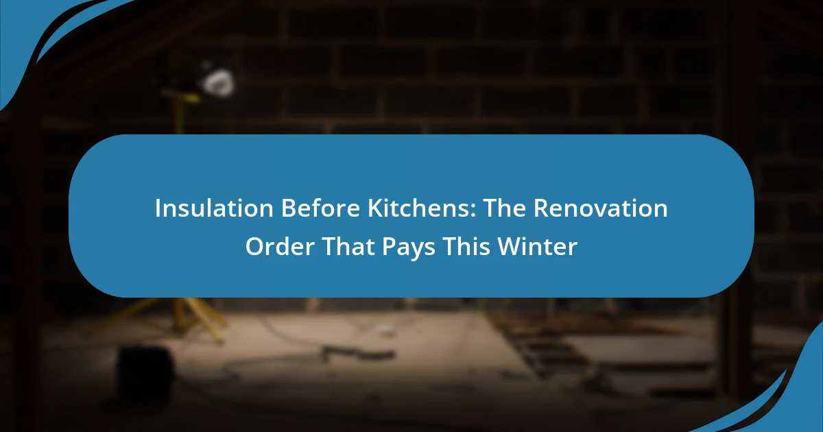 Insulation Before Kitchens: The Renovation Order That Pays This Winter