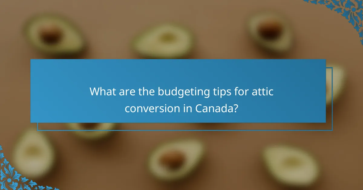 What are the budgeting tips for attic conversion in Canada?