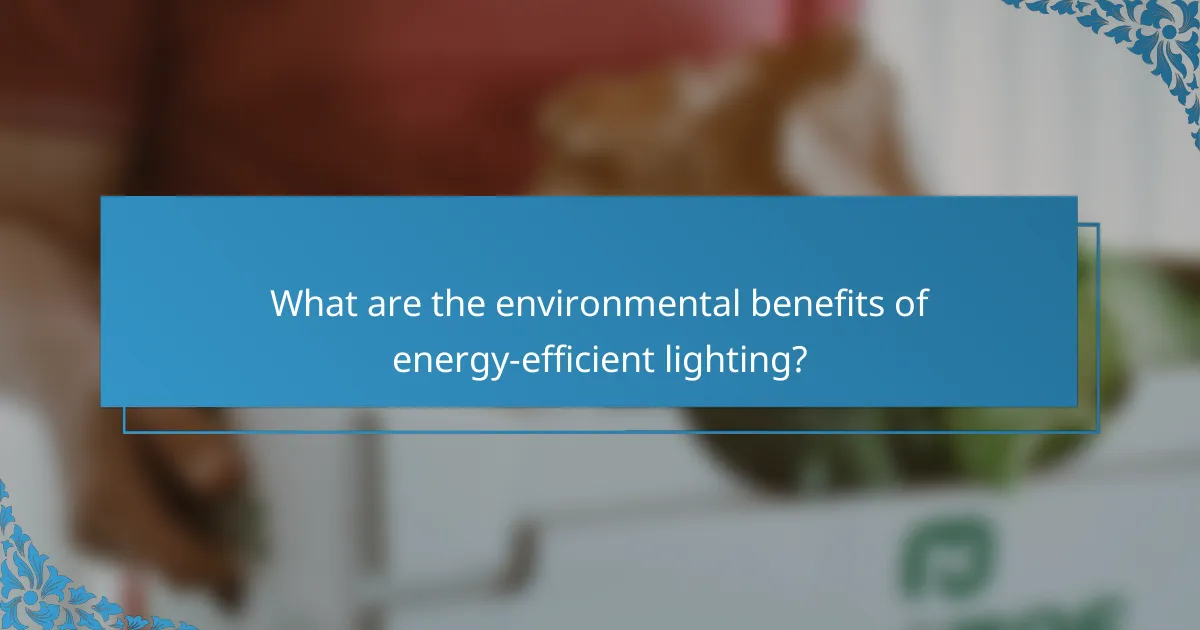 What are the environmental benefits of energy-efficient lighting?